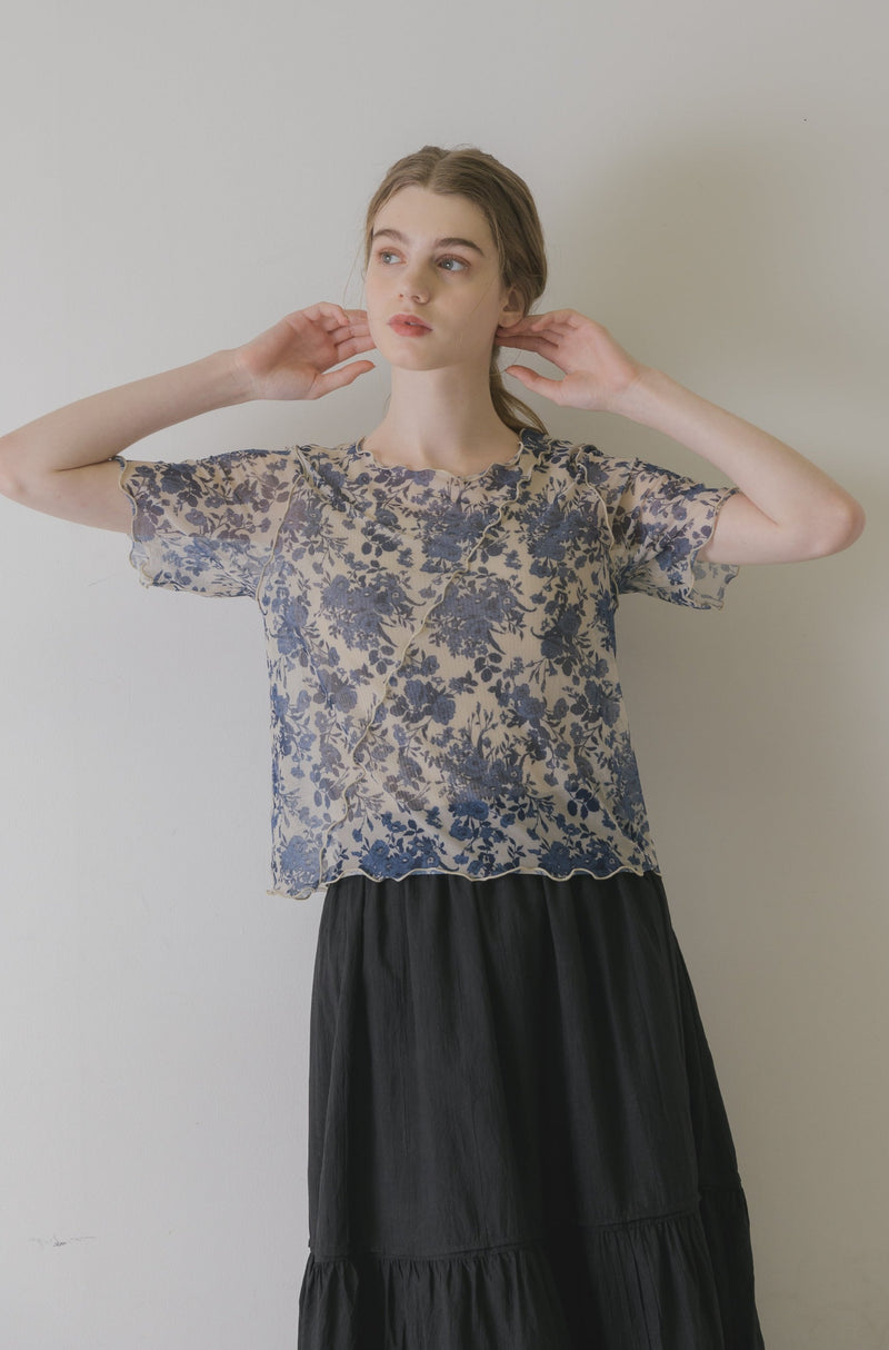 idem original short sleeve sheer mellow tops