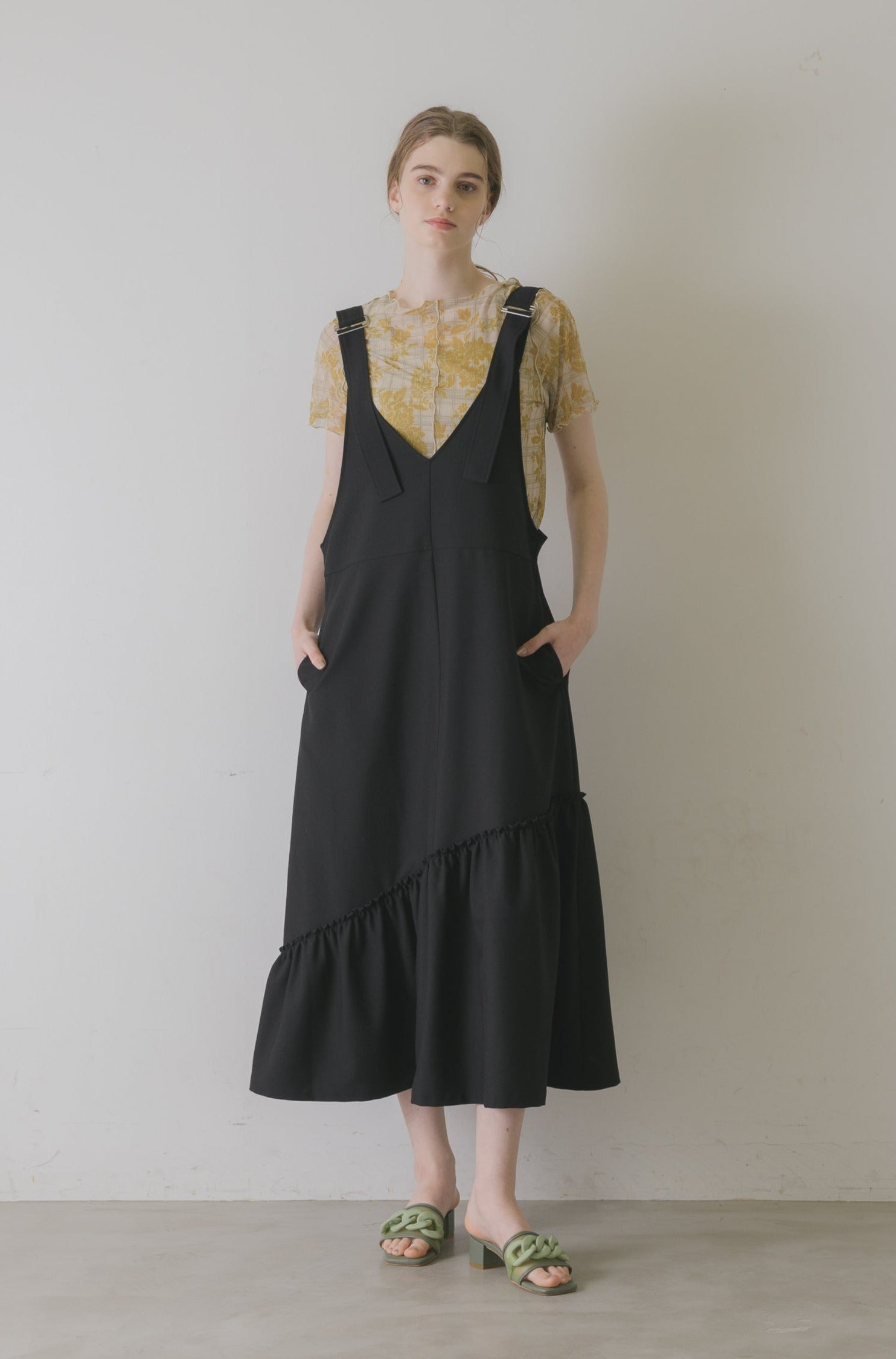 suspenders tiered jumper skirt