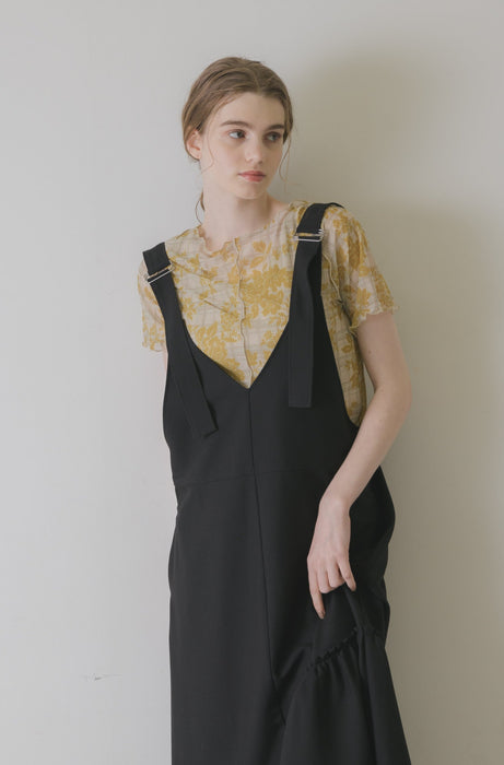 suspenders tiered jumper skirt
