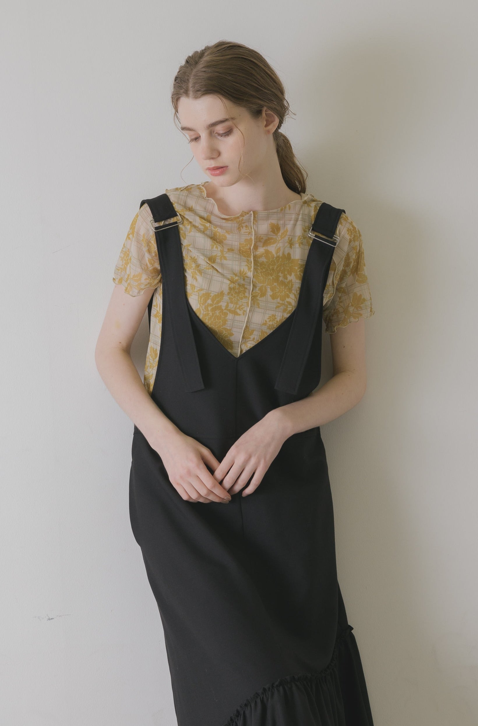 suspenders tiered jumper skirt