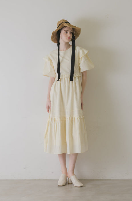 volume sleeve cotton frill onepiece