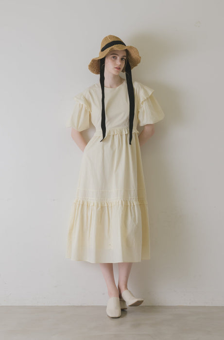 volume sleeve cotton frill onepiece