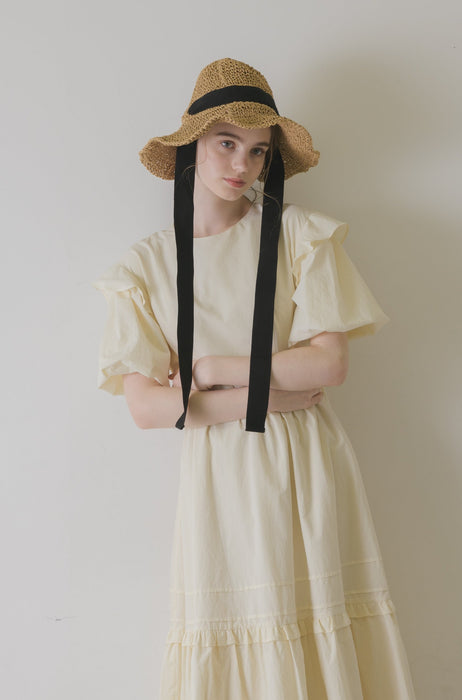 volume sleeve cotton frill onepiece