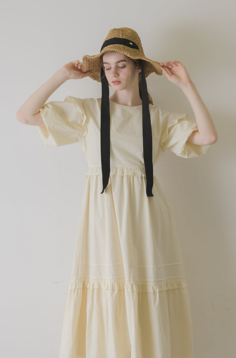 volume sleeve cotton frill onepiece