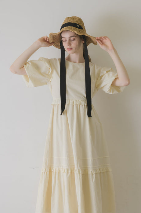 volume sleeve cotton frill onepiece