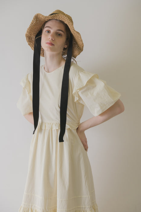 volume sleeve cotton frill onepiece