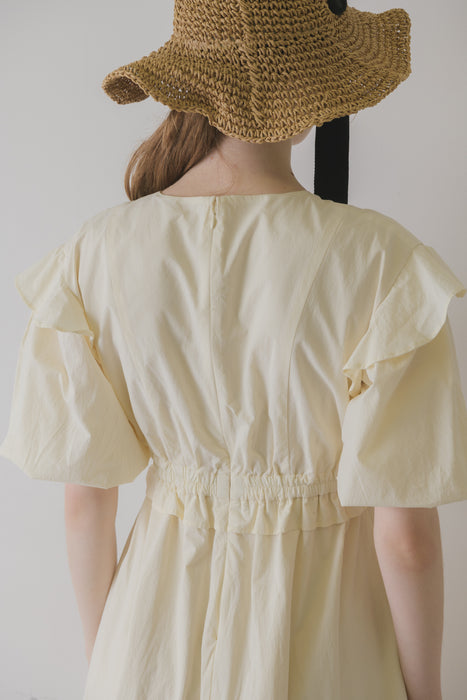 volume sleeve cotton frill onepiece