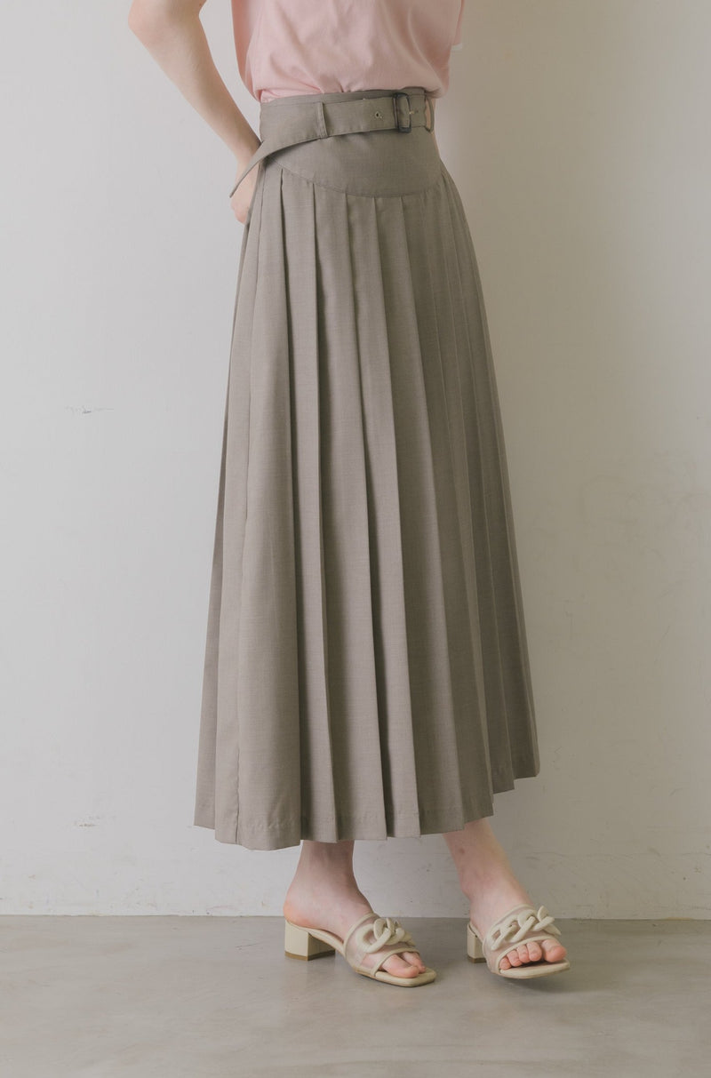 belted pleats skirt