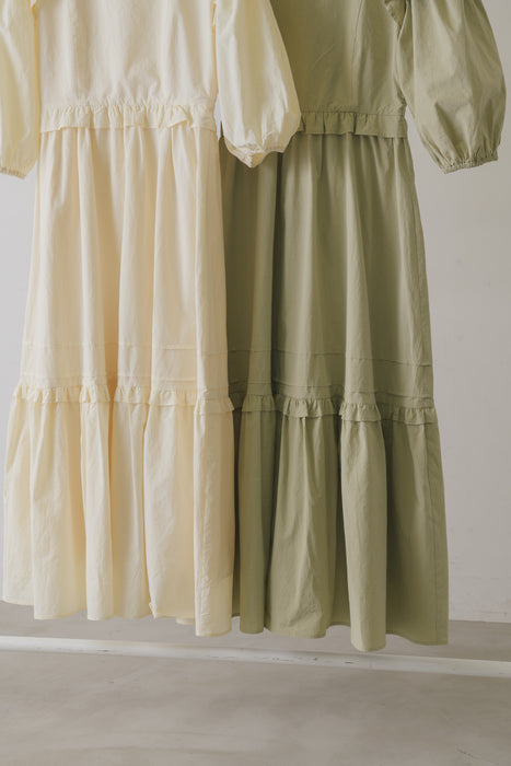 volume sleeve cotton frill onepiece