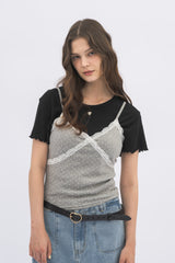 dot lace camisole