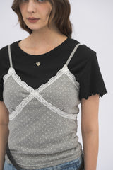 dot lace camisole