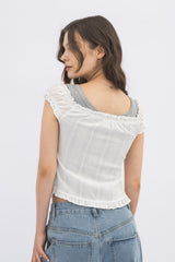 2way shirring puff frill blouse