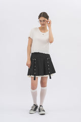layered pleats mini skirt