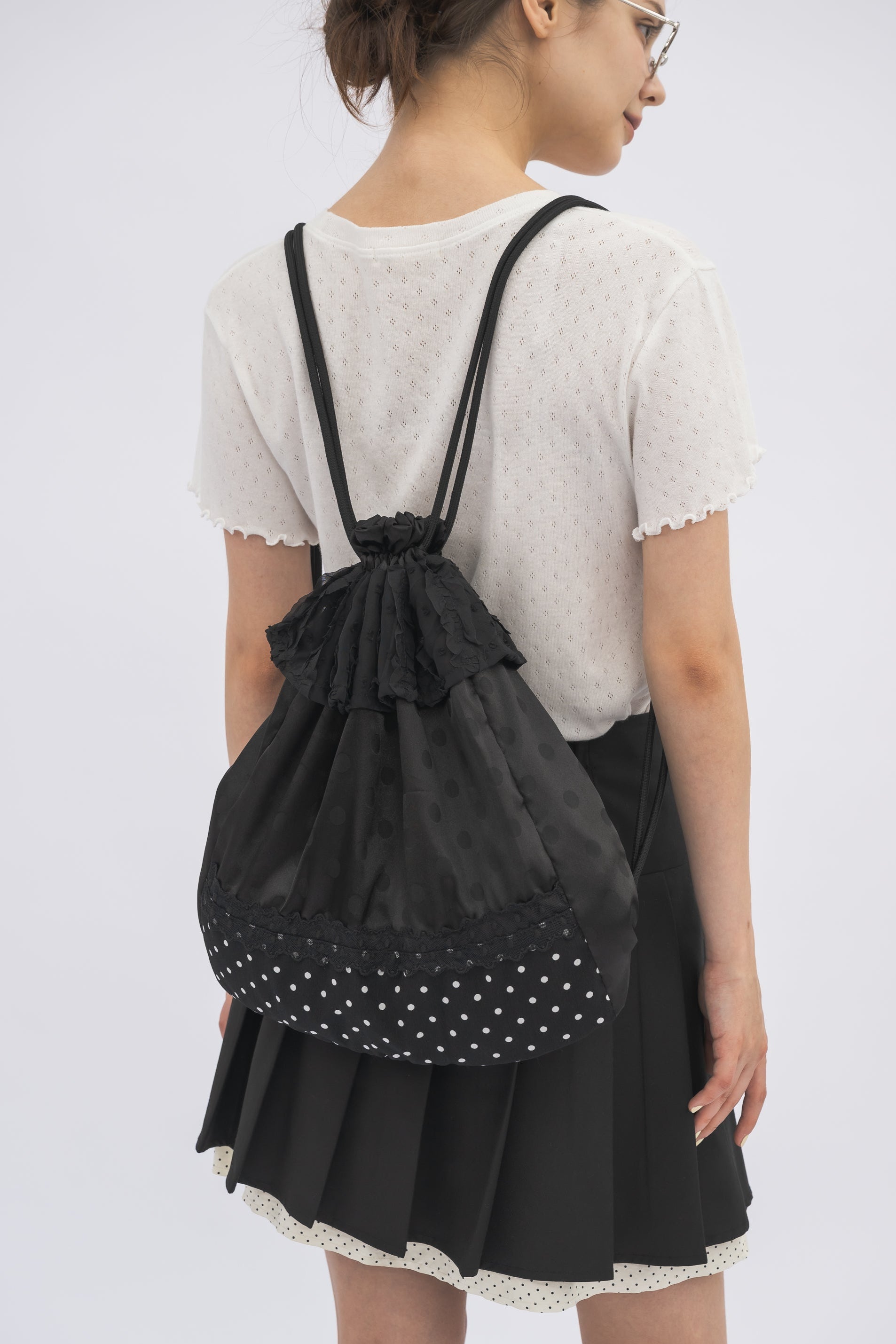 polka dot lace frill knapsack
