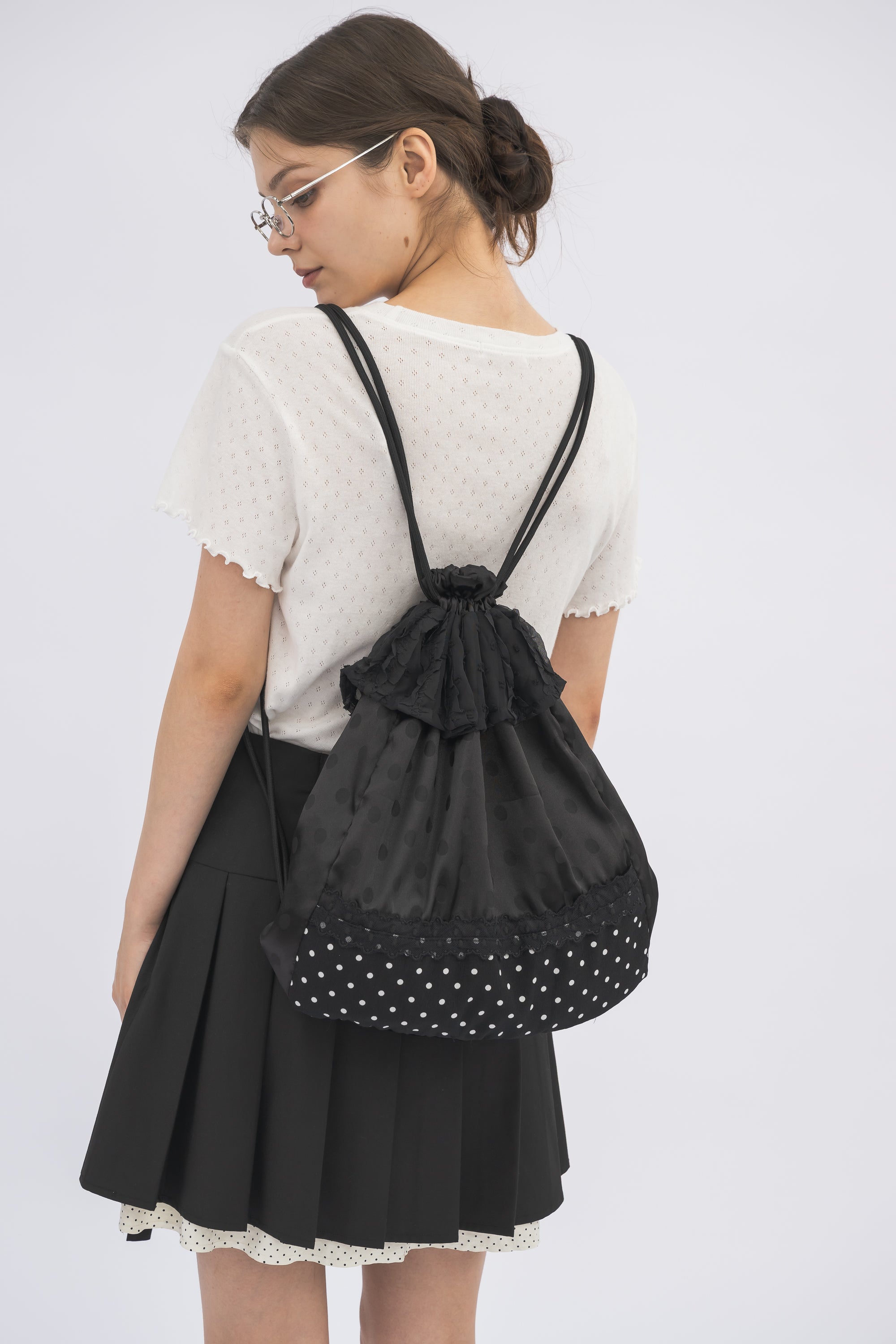 polka dot lace frill knapsack