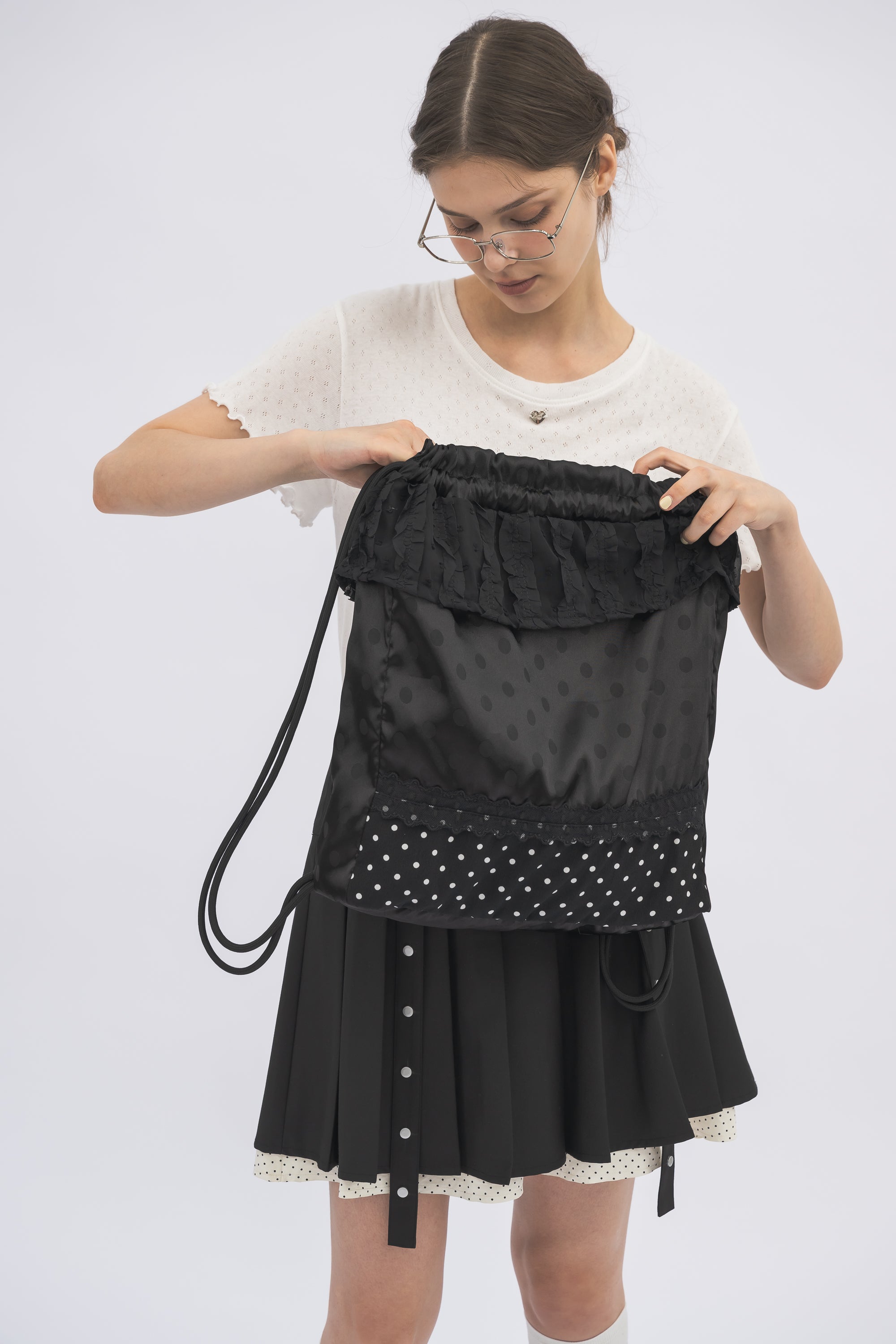 polka dot lace frill knapsack