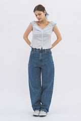 2way shirring puff frill blouse