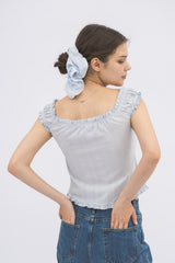 2way shirring puff frill blouse
