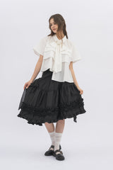 asymmetry frill 2way ribbon skirt