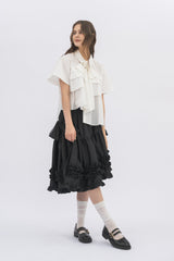 asymmetry frill 2way ribbon skirt