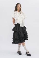 asymmetry frill 2way ribbon skirt