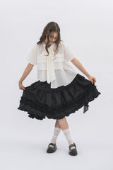 asymmetry frill 2way ribbon skirt