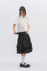 asymmetry frill 2way ribbon skirt