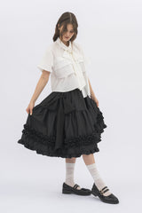 asymmetry frill 2way ribbon skirt