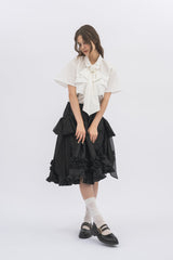 asymmetry frill 2way ribbon skirt