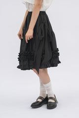 asymmetry frill 2way ribbon skirt