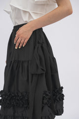 asymmetry frill 2way ribbon skirt