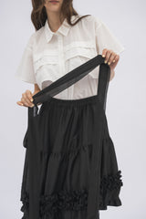 asymmetry frill 2way ribbon skirt