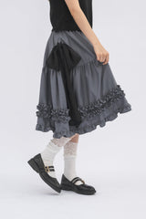 asymmetry frill 2way ribbon skirt