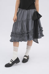 asymmetry frill 2way ribbon skirt