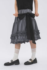 asymmetry frill 2way ribbon skirt