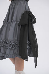 asymmetry frill 2way ribbon skirt