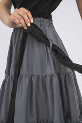 asymmetry frill 2way ribbon skirt