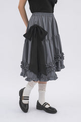 asymmetry frill 2way ribbon skirt