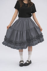 asymmetry frill 2way ribbon skirt