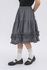asymmetry frill 2way ribbon skirt