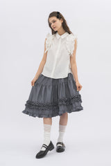 asymmetry frill 2way ribbon skirt