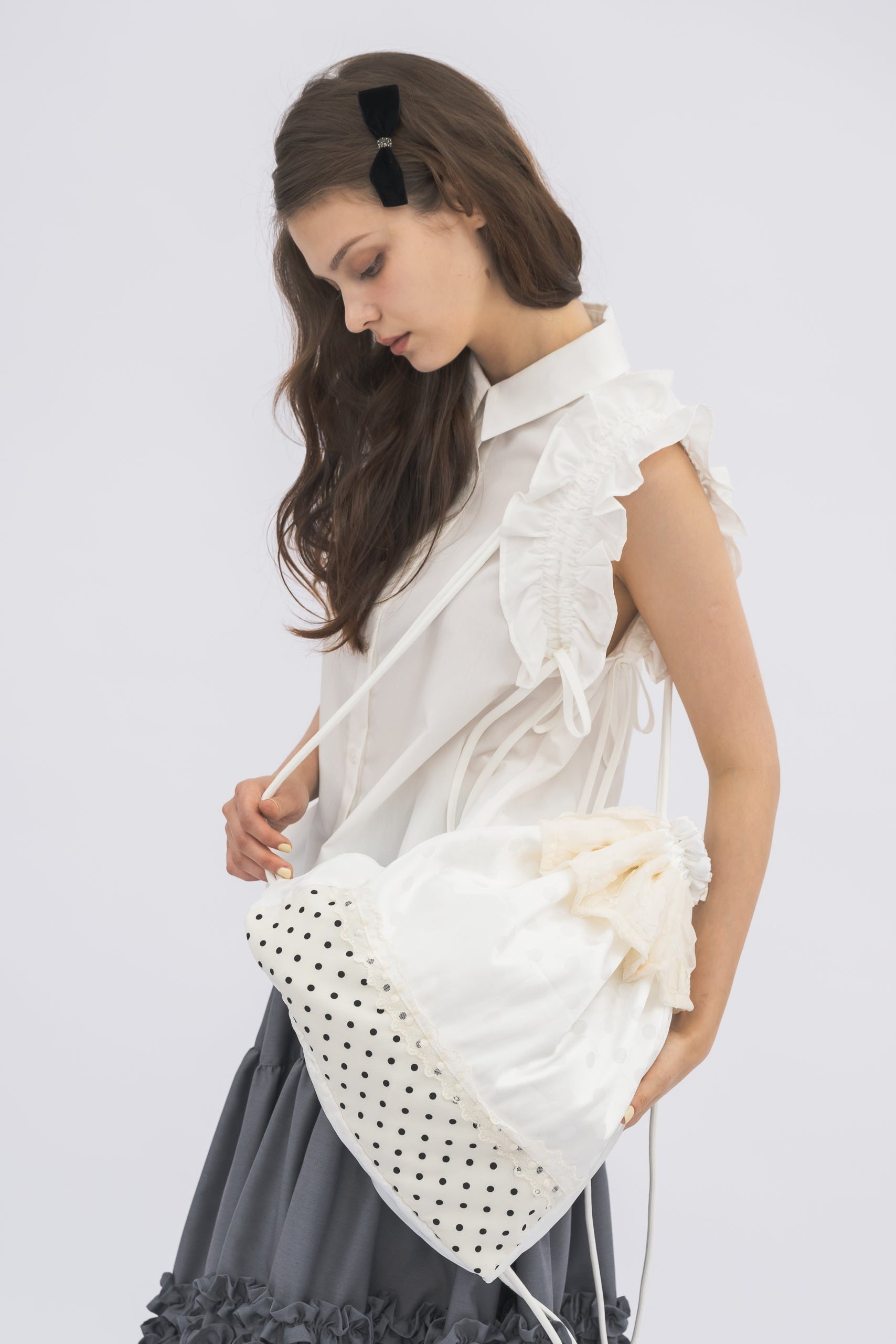 polka dot lace frill knapsack