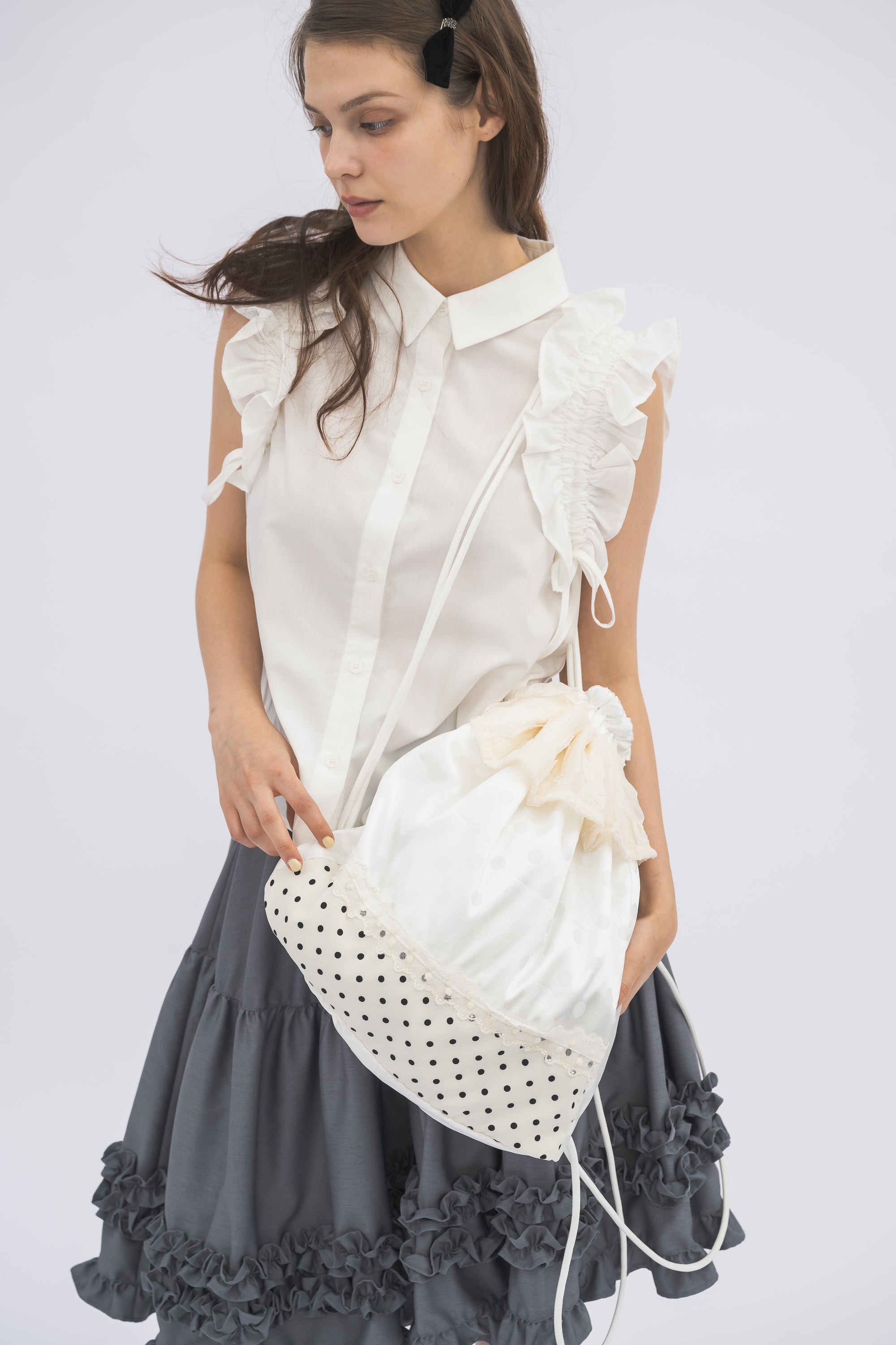 polka dot lace frill knapsack
