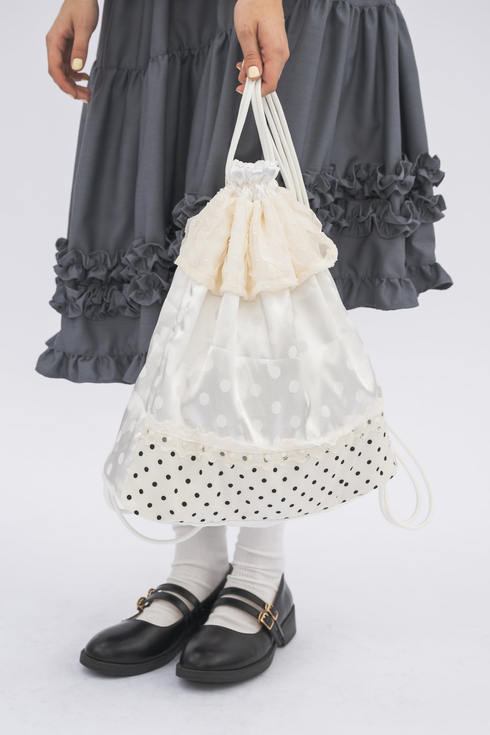 polka dot lace frill knapsack – idem
