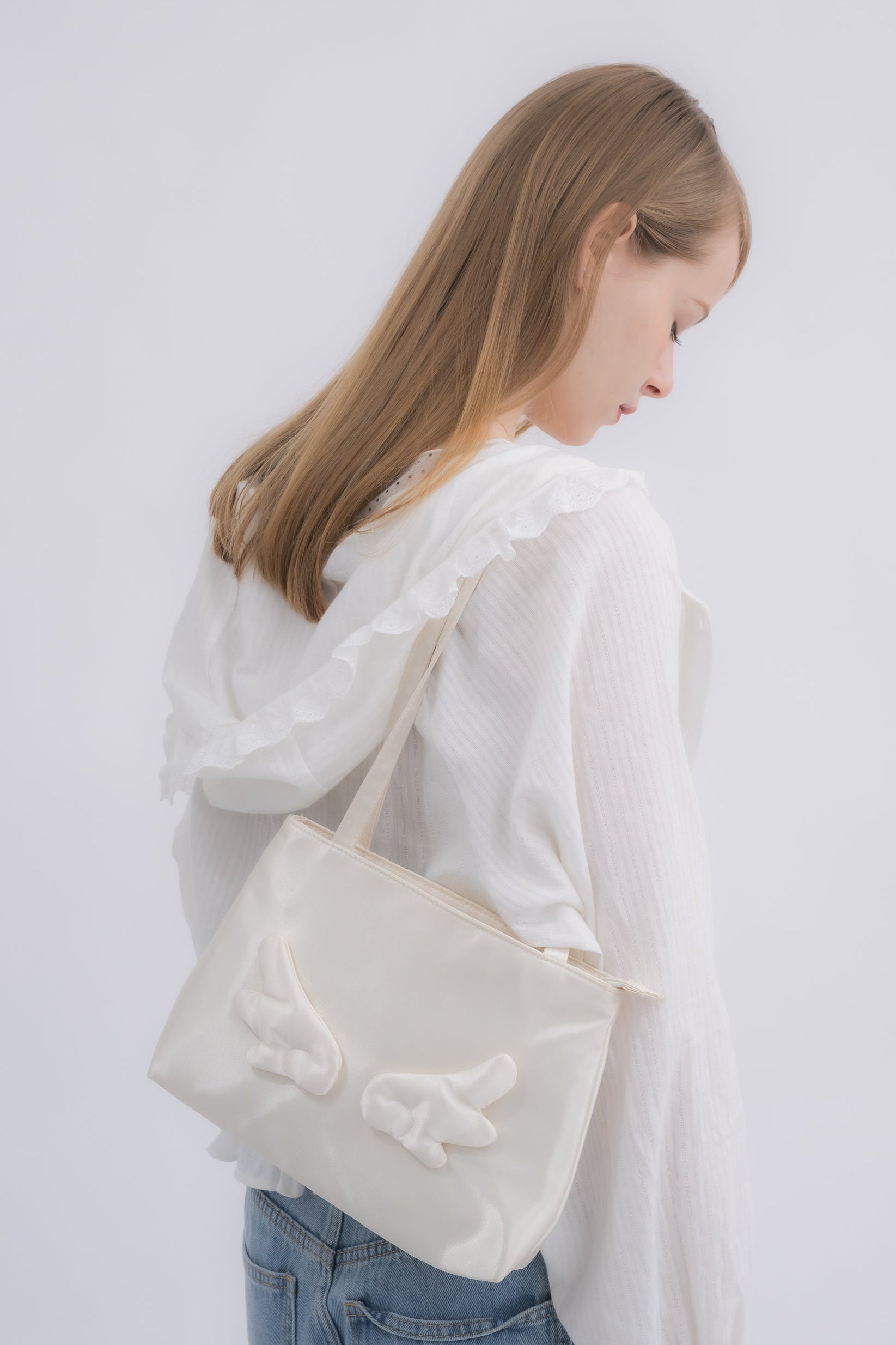 angel satin shoulder bag