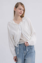 lace hoodie blouse