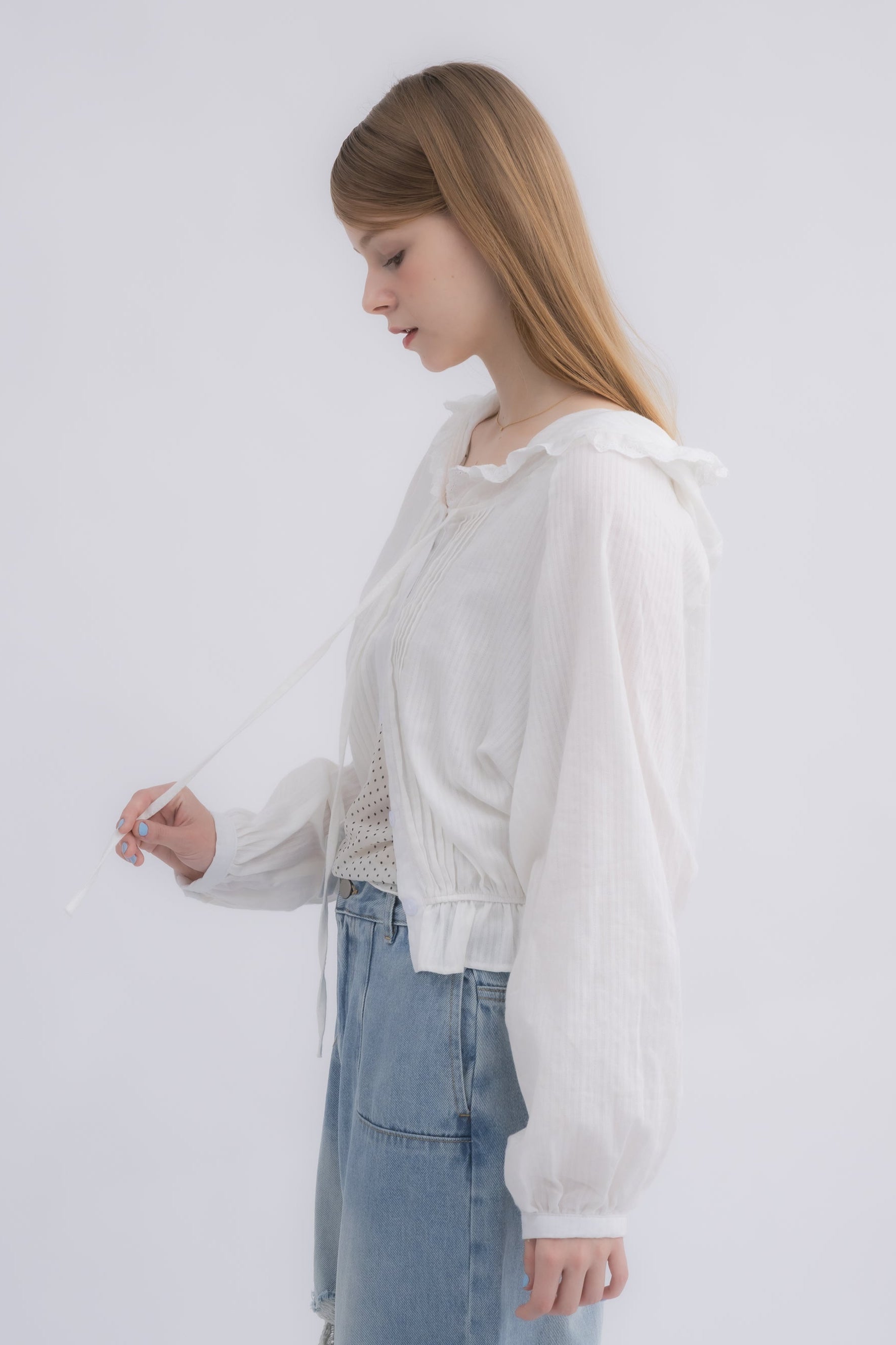 lace hoodie blouse