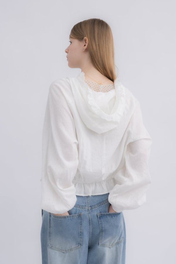 lace hoodie blouse