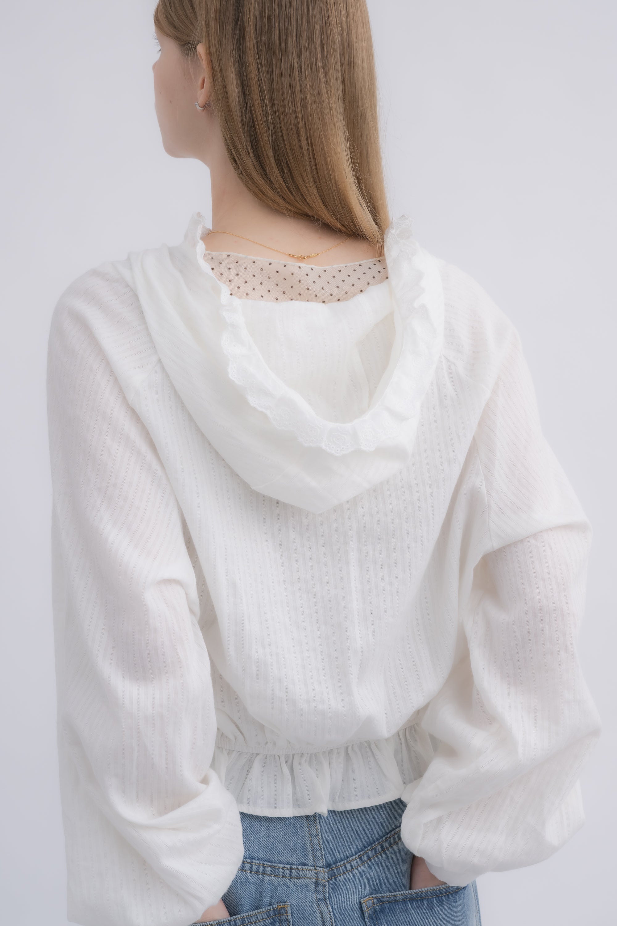 lace hoodie blouse