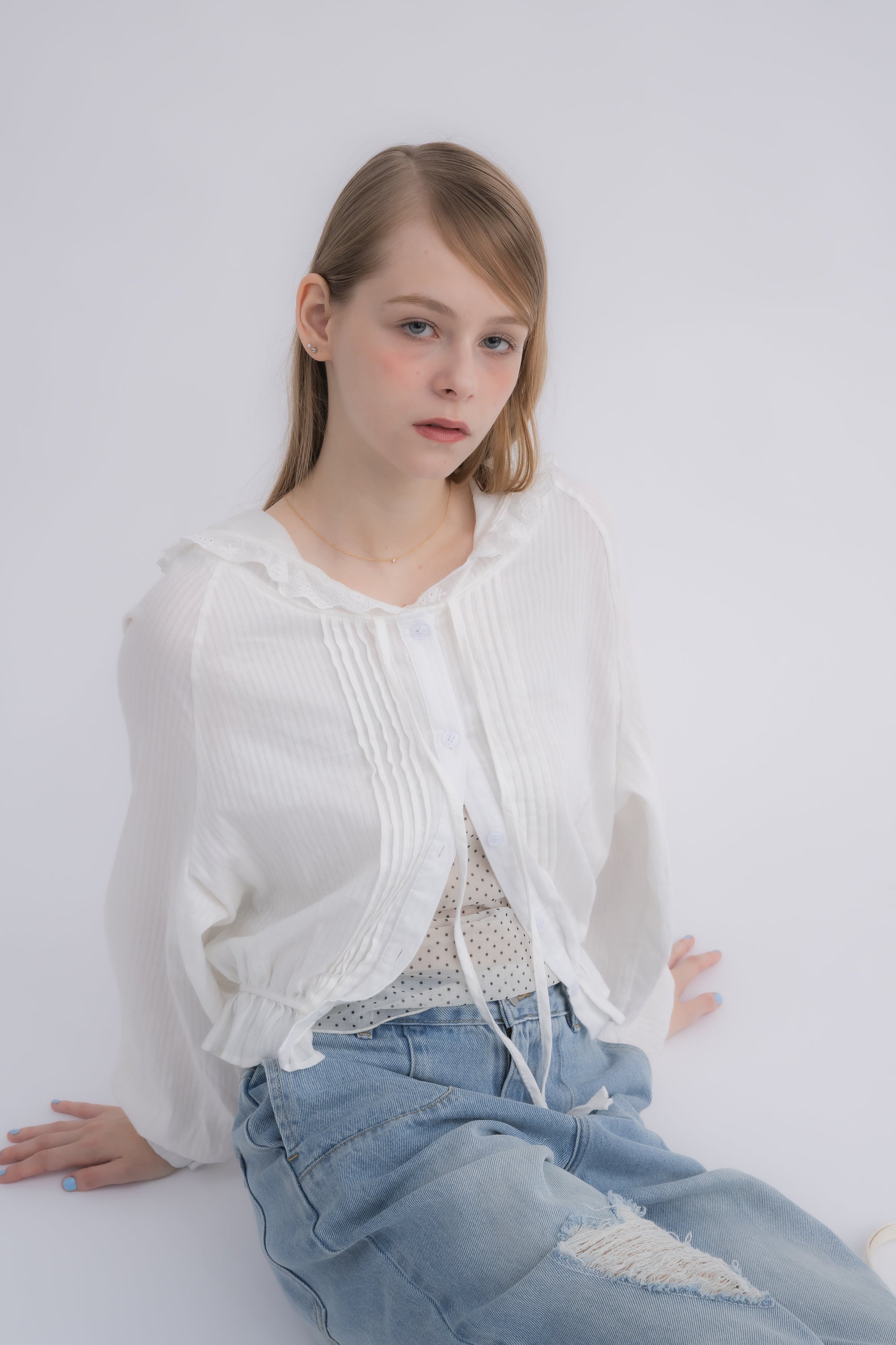 lace hoodie blouse